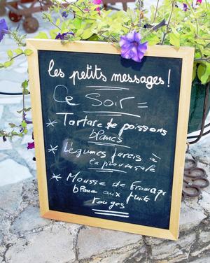 Menu de la table d'hôtes à l'Esclériade